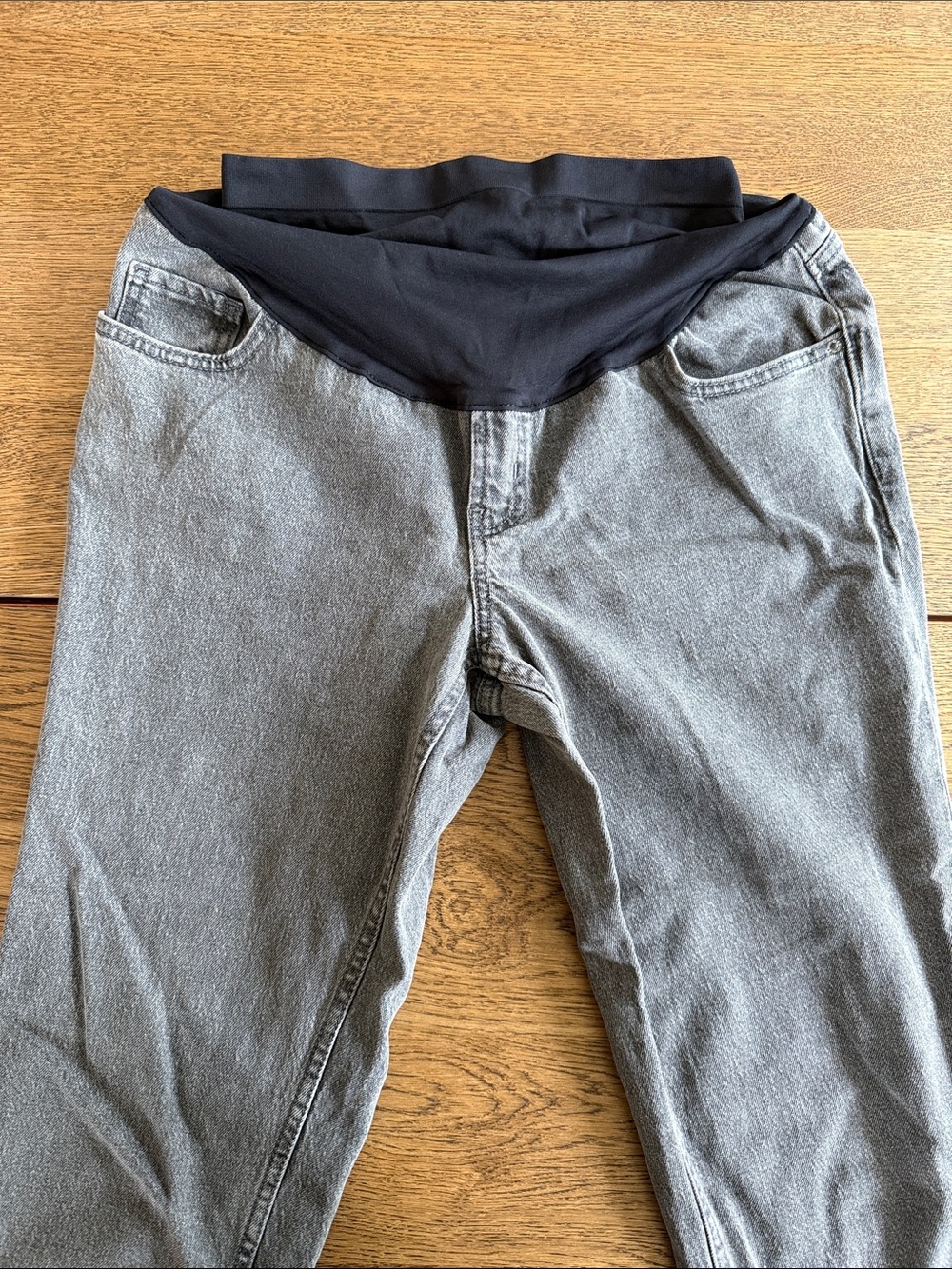 Maternity Panel Jeans in Heather Gray with Black Waistband